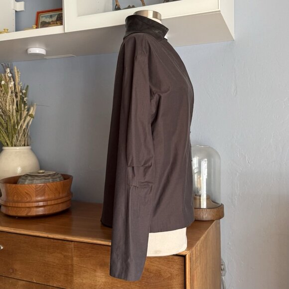Annette Gortz Brown Avant-Garde Jacket w/ Leather Trim Size 38 - Picture 5 of 9